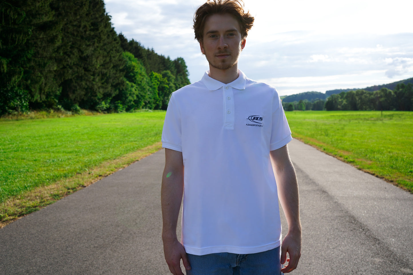 AS Logo - White Polo Shirt - Men
